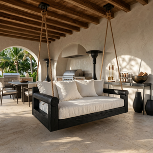 Contemporary Hanging Sofa Swing City View Luxury Apartment