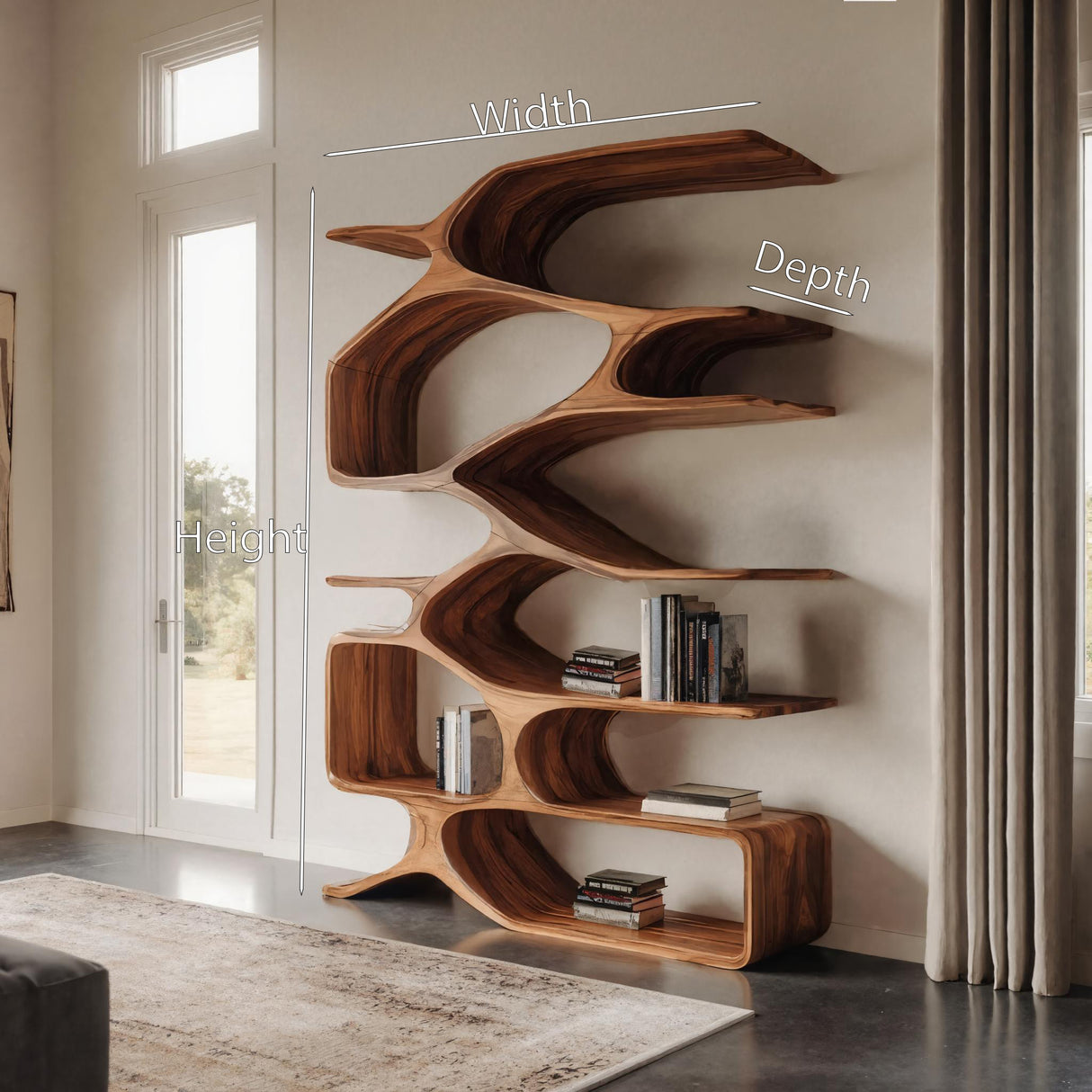 Organic Sculptural Bookshelf For Living Decor