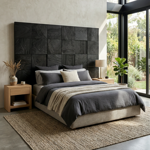 Rustic Square Panel Headboard For Modern Farmhouse Bedroom Decor