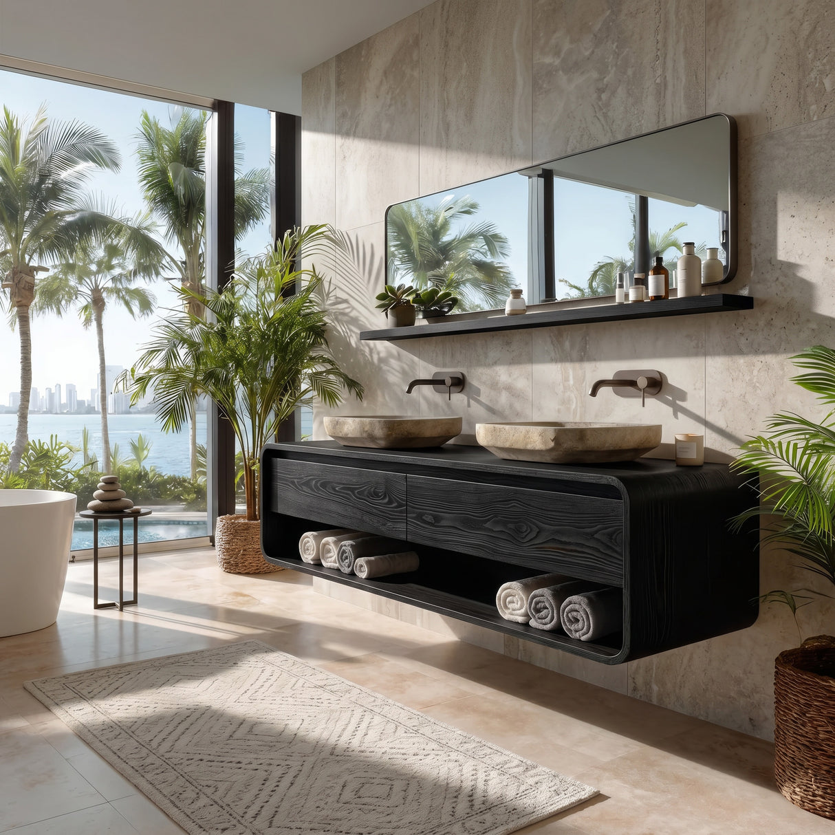 Minimalist Floating Wood Bathroom Vanity For Bathroom Areas