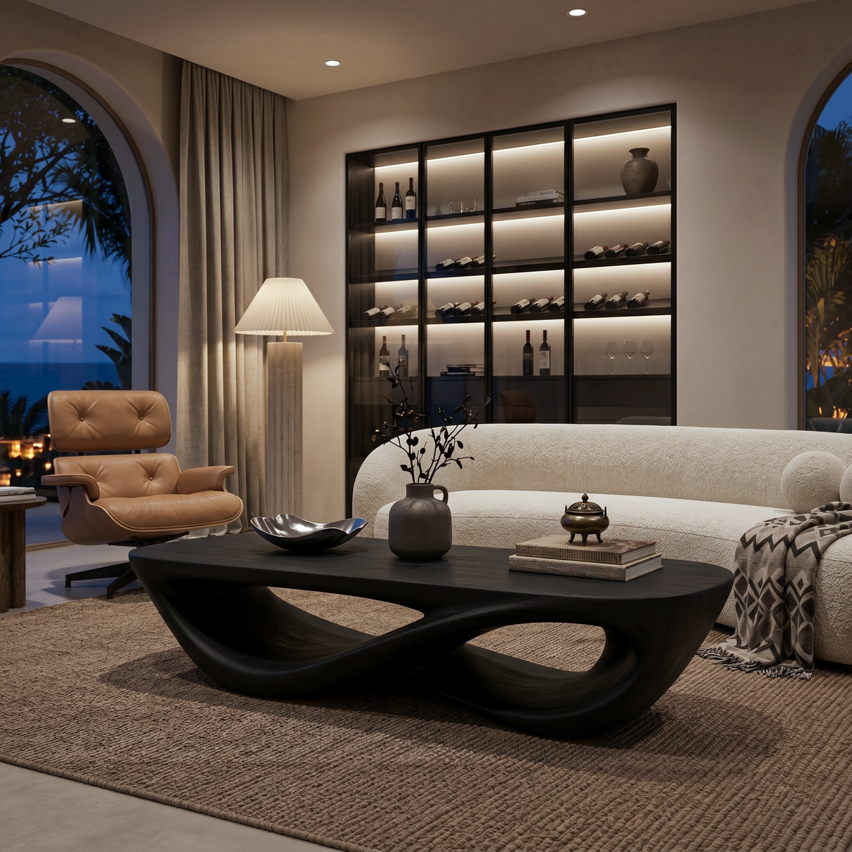 Luxury Coffee Table With Double Loop Base For Living Room
