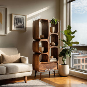Minimalist Wooden Bookshelf For Contemporary Living Room