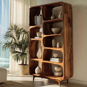 Contemporary Solid Wood Bookshelf For Coastal Interior