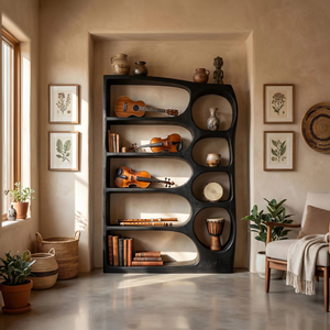 Mid Century Handcrafted Bookshelf Storage Organizer For Living Room