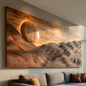 Large Sun Over Mountains Wooden Wall Art For Home
