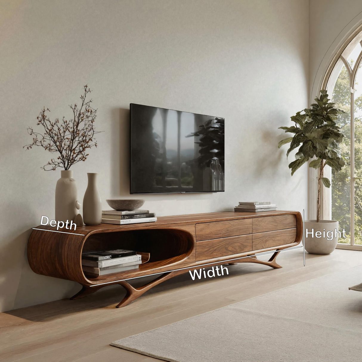 Contemporary Wooden TV Cabinet For Living Room Decor