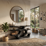 Wooden Console Table With Multi Level Shelves For Living Room