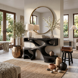 Modern Wooden Console Table With Open Storage For Interior Decor