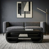 Contemporary Organic Coffee Table With Storage Shelf For Living