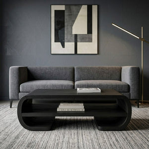 Contemporary Organic Coffee Table With Storage Shelf For Living