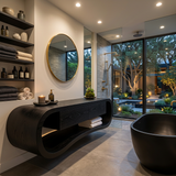Floating Bathroom Vanity With Open Towel Shelf For Modern Bath