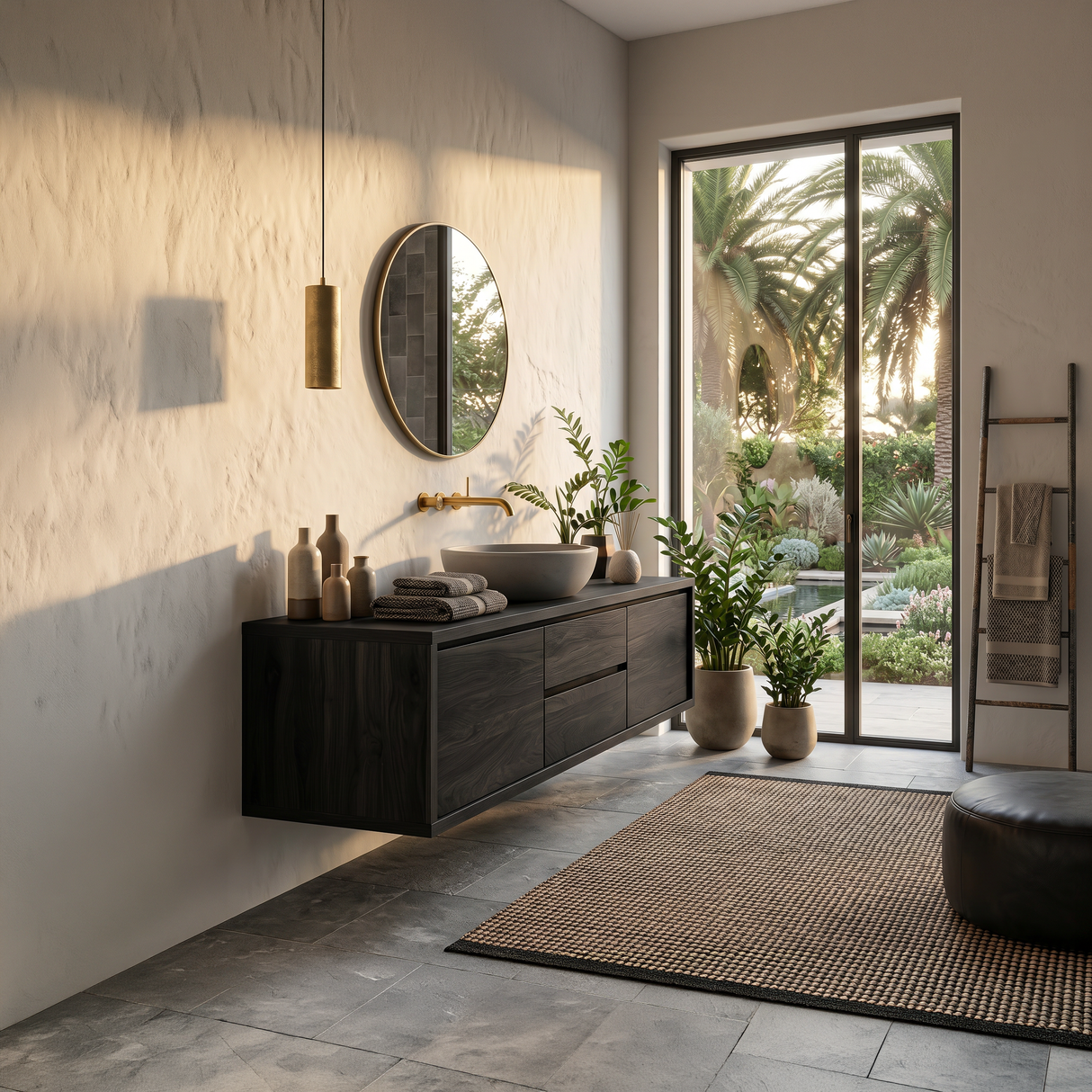 Modern Wall Mounted Wood Bathroom Vanity For Spa Bathroom