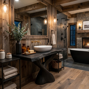 Modern Bathroom Vanity With Twisted Base For Spa Bath