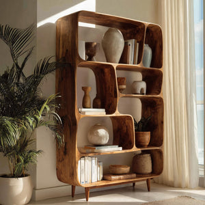 Mid Century Wood Bookshelf For Home Interiors