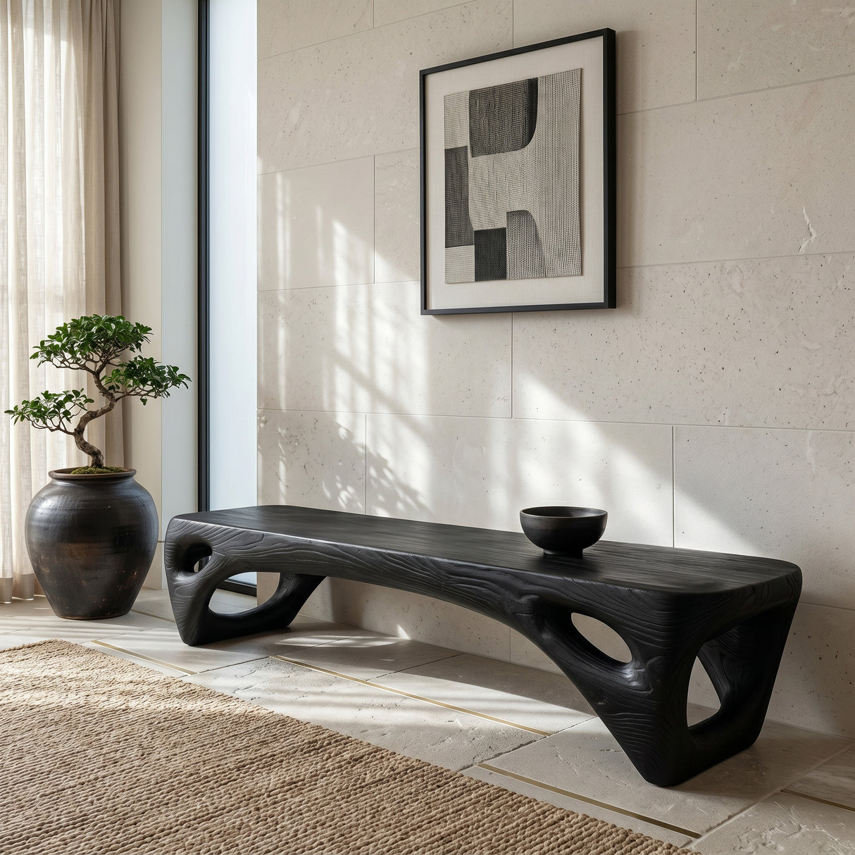 Modern Open Base Bench For Living Room