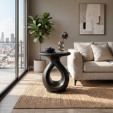 Japandi Twisted Side Table Contemporary Reading Nook