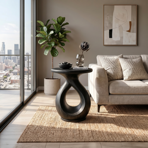 Japandi Twisted Side Table Contemporary Reading Nook