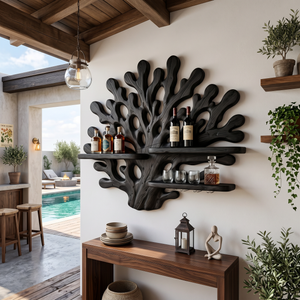 Handcrafted Wabi Sabi Wall Wine Rack For Dining Room
