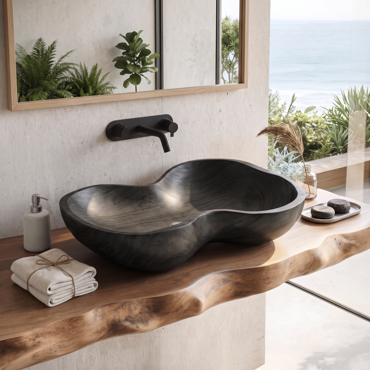 Rustic Wooden Vessel Sink For Eco Friendly Bathroom Look