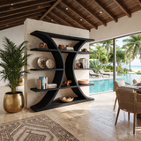 Luxury Organic Wooden Spa Shelf With Sculptural Curved Frame
