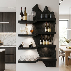 Modern Minimalist Wooden Wine Rack For Kitchen Wall Decor