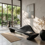 Contemporary Sculptural Bench With Raised Backrest For Entryway