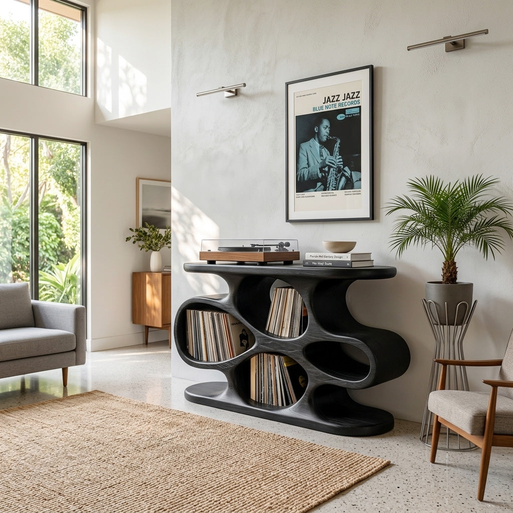Contemporary Wooden Record Player Cabinet For Music Room