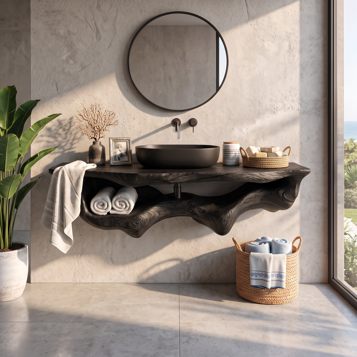 Mid Century Live Edge Floating Vanity Best Bathroom Decor