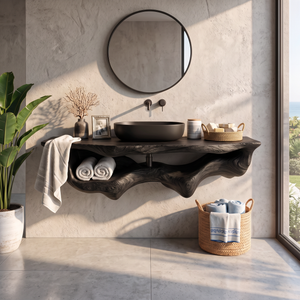 Mid Century Live Edge Floating Vanity Best Bathroom Decor