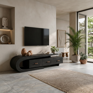 Modern Wood TV Cabinet With 3 Cabinet Systems For Home