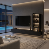 Wood Wall Mounted TV Console With Side Storage For Living