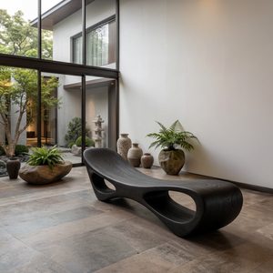 Modern Sculptural Wooden Bench For Luxury Interiors