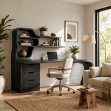 Modern Desk With Integrated Shelves And Drawers For Home Workspace
