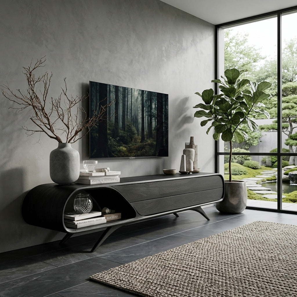 Mid Century Modern Wood TV Console For Living Room