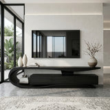 Organic Rounded Wooden TV Console For Living Room Furniture