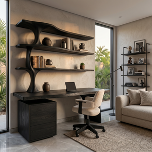 Contemporary Wooden Office Desk With Integrated Drawers For Workspace