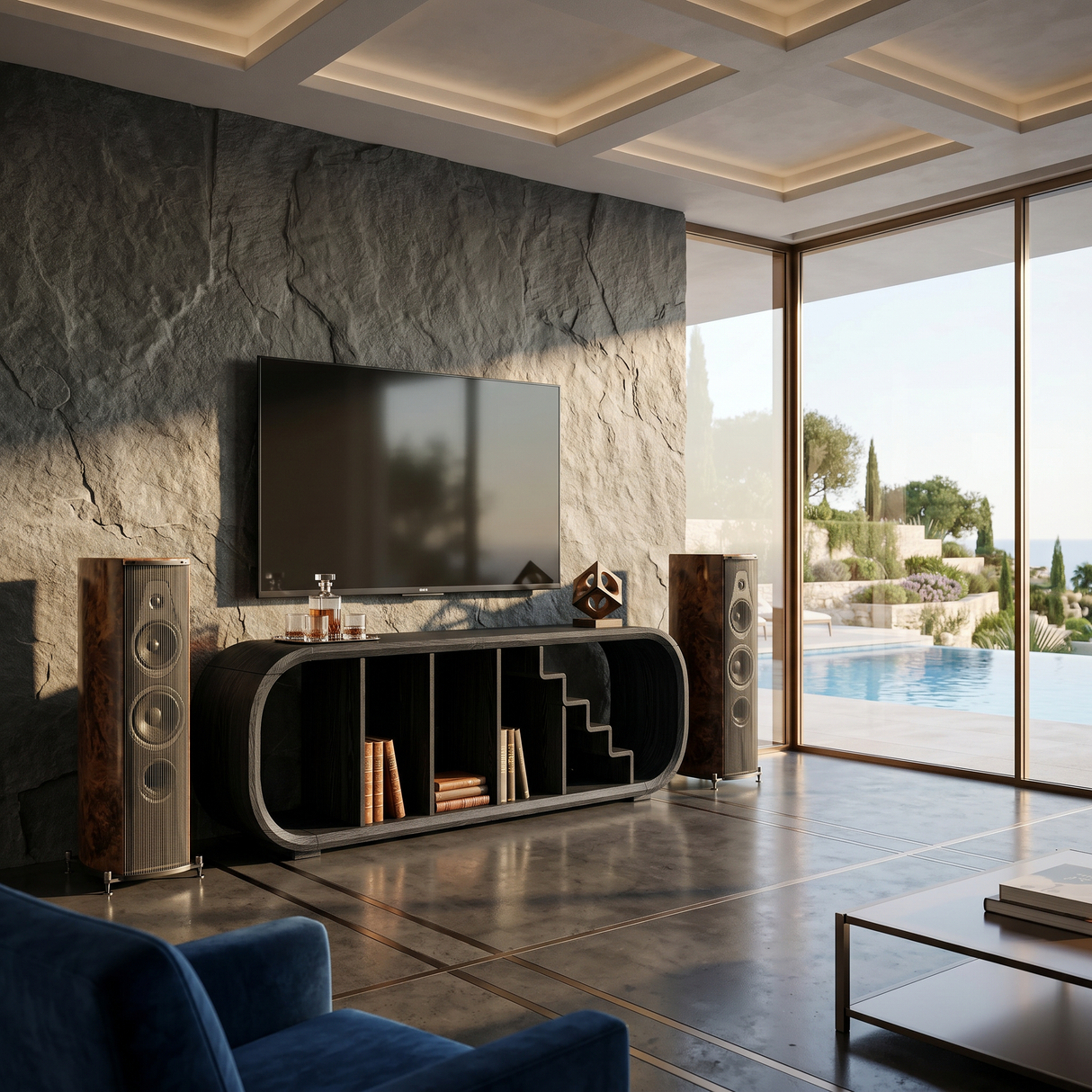 Modern Organic TV Console For Entertainment Lounge Space