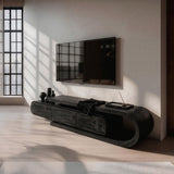 Contemporary Curved Wooden TV Console For Living Room