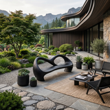 Freeform Sculptural Entryway Bench For Luxury Entryway