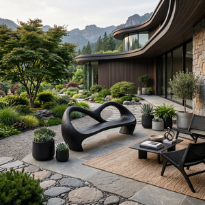Freeform Sculptural Entryway Bench For Luxury Entryway