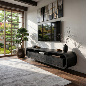 Modern Wooden Floating TV Stand For Living Room Storage
