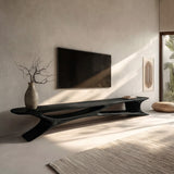 Handcrafted Sculptural Wooden TV Stand For Living Room