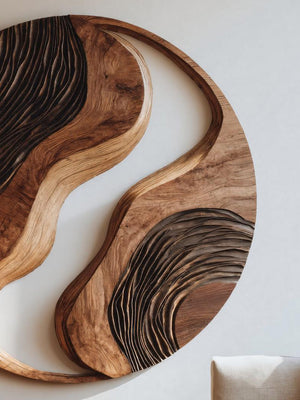 Round Sculptural Wall Art With Yin Yang Design For Living Room
