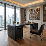 Modern Office Desk With Sculptural Base For Open Living Workspace
