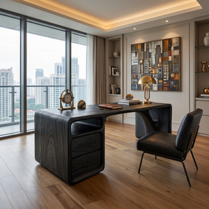 Modern Office Desk With Sculptural Base For Open Living Workspace