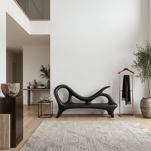 Modern Entryway Bench With Sculptural Form For Contemporary Interiors