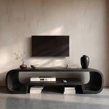 Organic Sculptural Wooden TV Cabinet for Living Room
