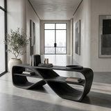 Contemporary Sculptural Natural Wood Console Table For Living Room