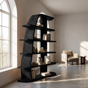 Mid Century Natural Wood Display Bookshelf For Living Room