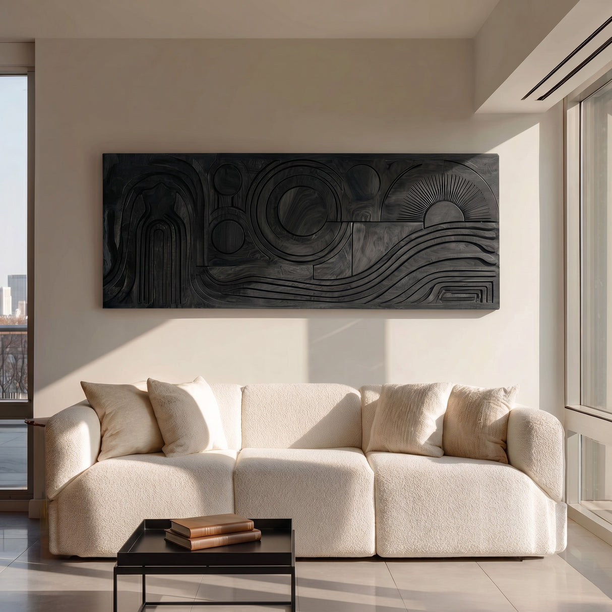 Mid Century Abstract Wood Wall Art For Living Room
